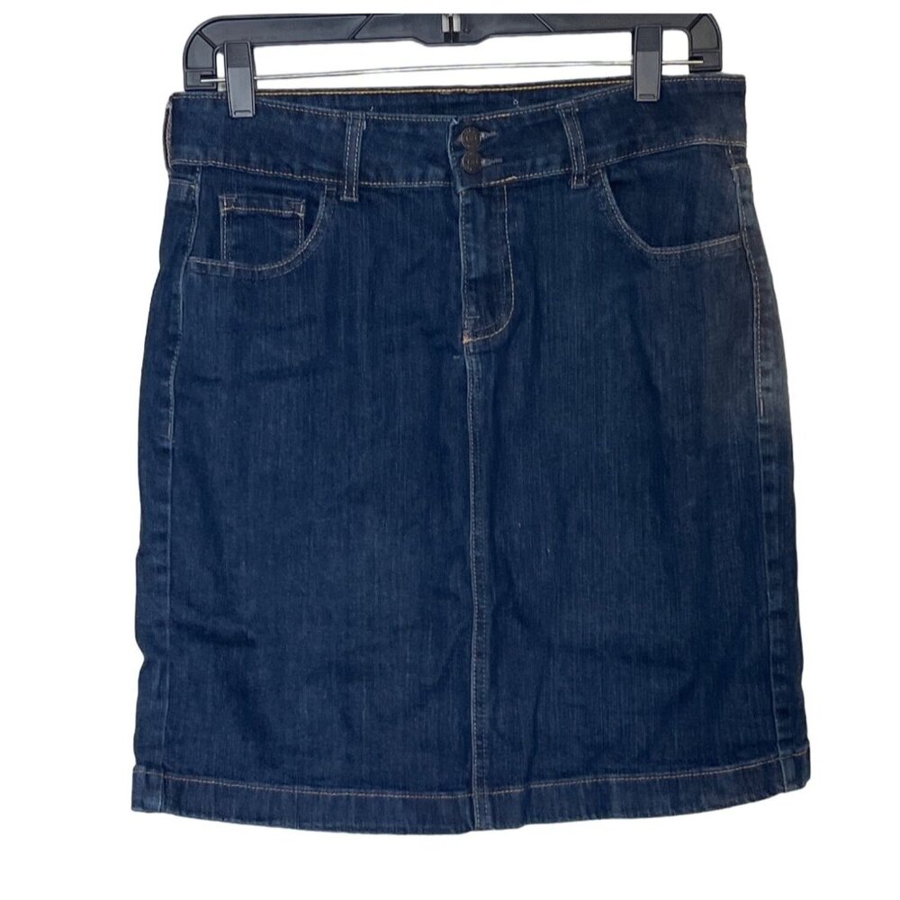 Old Navy Skirt Women Blue Jean Mini Straight Pencil Denim Stretch Dark 8 Medium
